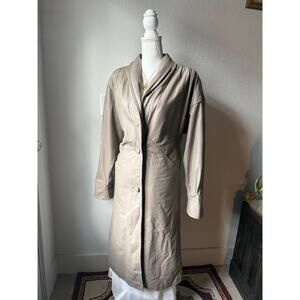 Gray Leather Trench Coat